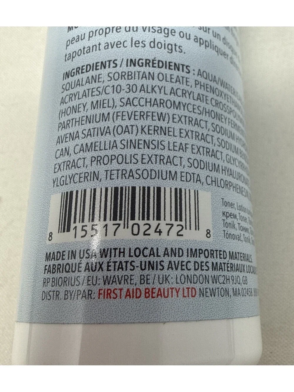 First Aid Beauty HYDRATING TONER With Squalane + Oats 6 fl. oz  RN 4